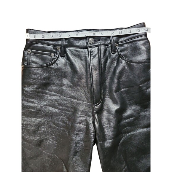 Agolde Recycled Leather Cropped Ren Pants Womens 27 Detox Black Minimalist Punk - Picture 6 of 9